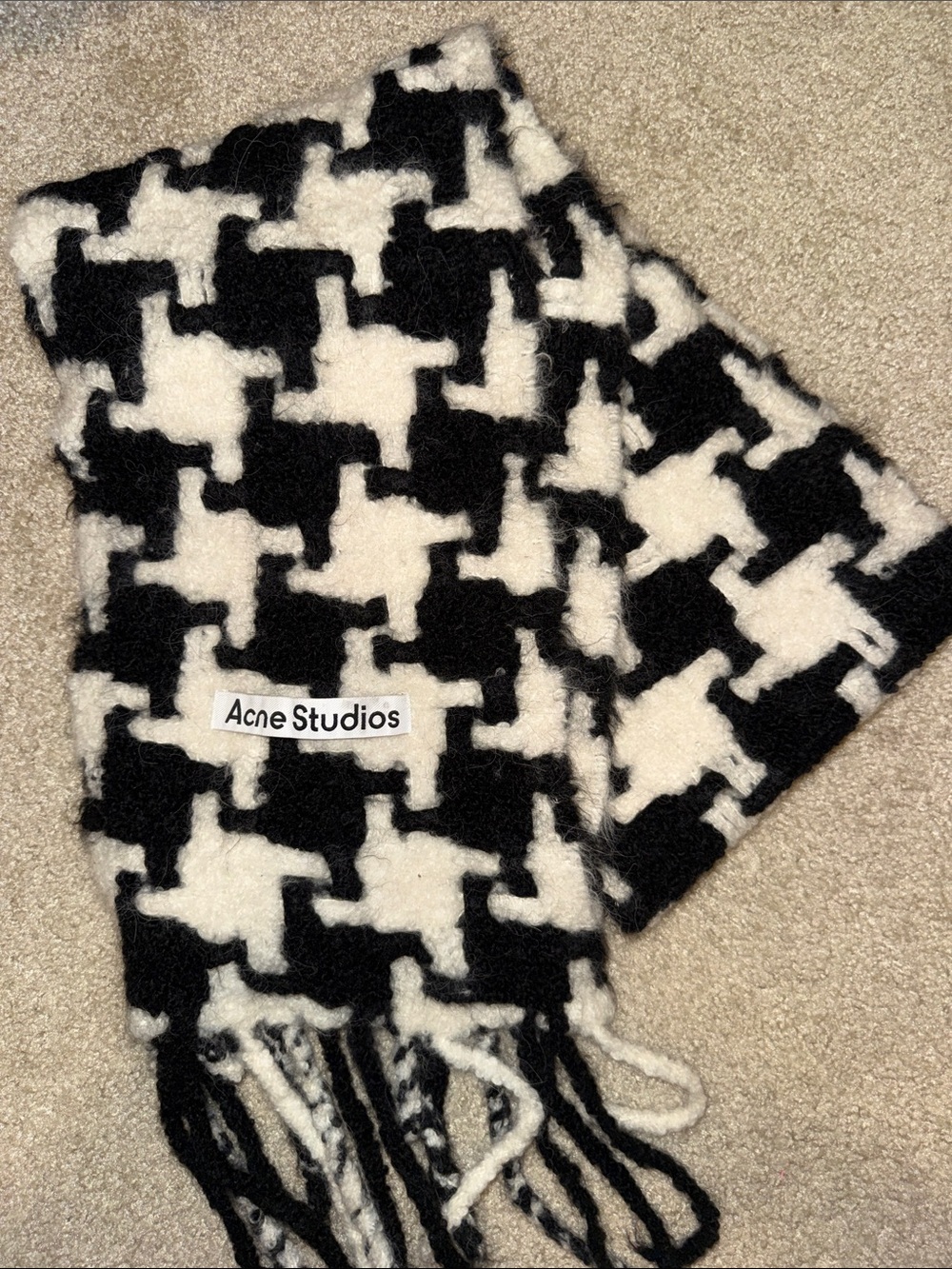 Acne Studios Black and White Houndstooth Scarf